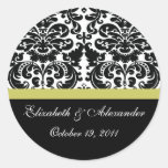 Damask Chartreuse Green Bridal Shower Sticker