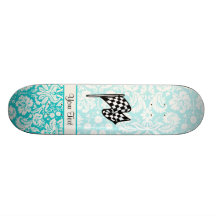 Damask Chequered Flag. Skateboards