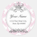 Damask Crown Address Sticker <Peach>