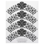 Damask Cupcake Wrapper Black on White letterhead