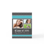 Damask Custom Graduation Announcement (aqua) Cards