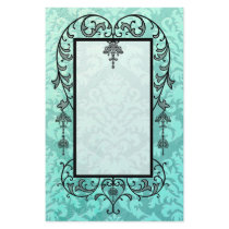 Damask Cut Velvet, Embossed Satin in Mint Green Personalized Stationery