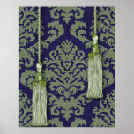 Damask Cut Velvet, Tassels & Leaves Posters