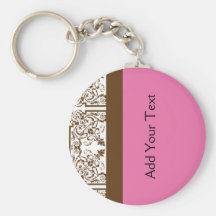 Damask Delight in Brown and Pink Key Chains