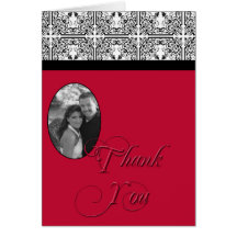Damask Delight Scarlet Red Thank You card