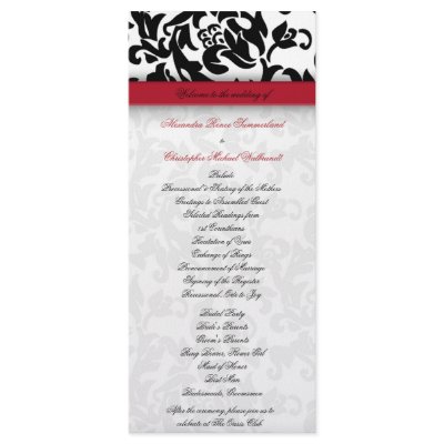 Damask Delight Wedding Program Personalized Rack Card by SweetRascal