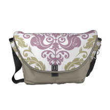 Damask Duo - Messenger Bag - Purple & Sage