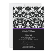 Damask Eggplant Purple Bridal Shower Invitation
