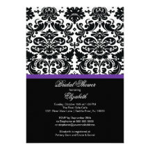 Damask Eggplant Purple Bridal Shower Invitation