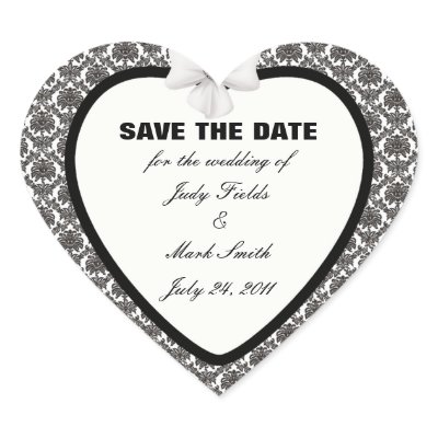 Damask Elegance Wedding Save The Date Stickers by atteestude