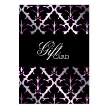 Damask Elegant Gift Card Silver Purple Black Business Cards