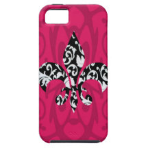 Damask Fleur de Lis avec le rose Étui iPhone 5
