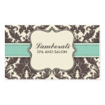 Damask Floral Elegant Modern Brown Beige and Green Business Cards