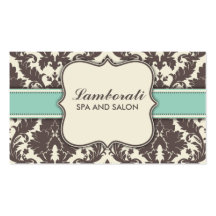 Damask Floral Elegant Modern Brown Beige and Green Business Cards