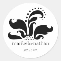 Damask Flower Design Round Sticker