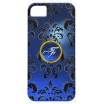 DAMASK GEM MONOGRAM blue dark