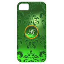 DAMASK GEM MONOGRAM green