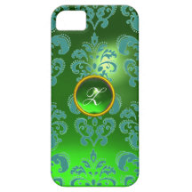 DAMASK GEM MONOGRAM green blue