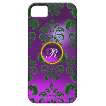 DAMASK GEM MONOGRAM green purple