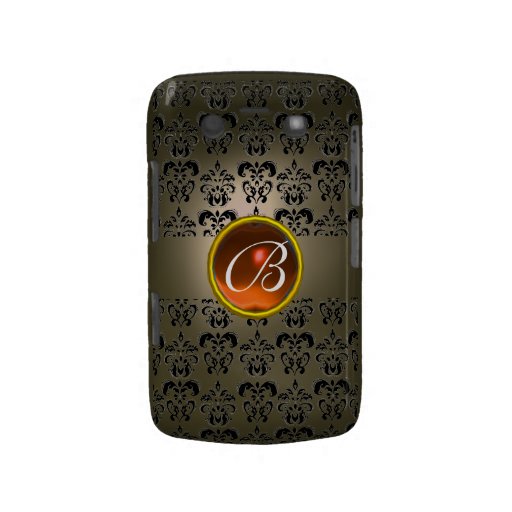 DAMASK GEM MONOGRAM grey black orange Blackberry Bold Cover