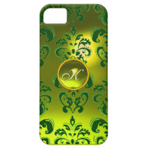 DAMASK GEM MONOGRAM yellow green