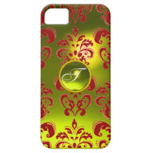 DAMASK GEM MONOGRAM yellow red