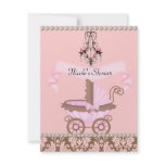 DAMASK GIRL BABY Shower INVITATIONS