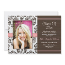 Damask Graduation Photo Announcement Invitations P