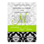 Damask Green Monogram Names Wedding Invitations