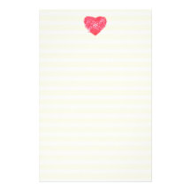 Damask Heart Lined Stationery / Writing Paper