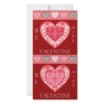 Damask Hearts Valentine Greeting Cards Custom Photo Card