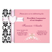 Damask Holy Communion Personalized Invites