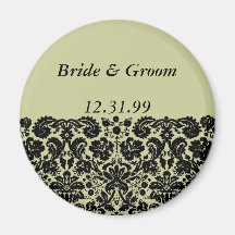 Damask In Black Fridge Magnet