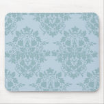 damask in blue mouse pads