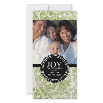 Damask "JOY TO THE WORLD" Holiday Photo Card by celebrateitholidays