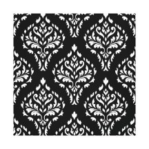 Damask Leafy Baroque Repeat Pattern B&W I Canvas Print