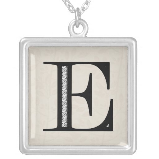Damask Letter E - Black Pendant