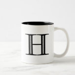 Damask Letter H - Black Coffee Mug