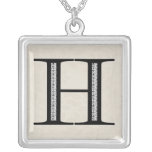 Damask Letter H - Black Jewelry