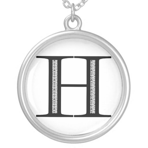 Damask Letter H - Black Pendant