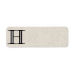 Damask Letter H - Black Return Address Label