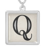 Damask Letter Q - Black Jewelry