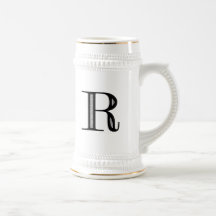 Damask Letter R - Black Mug