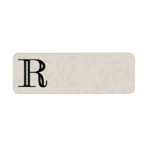 Damask Letter R - Black Return Address Label