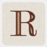 Damask Letter R - Red Stickers