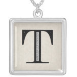 Damask Letter T - Black Pendant