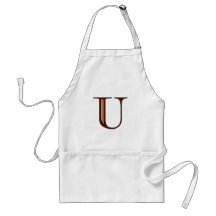 Damask Letter U - Red Aprons