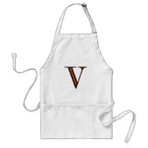Damask Letter V - Red Aprons