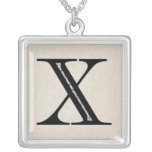 Damask Letter X - Black Pendant