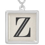 Damask Letter Z - Black Pendant